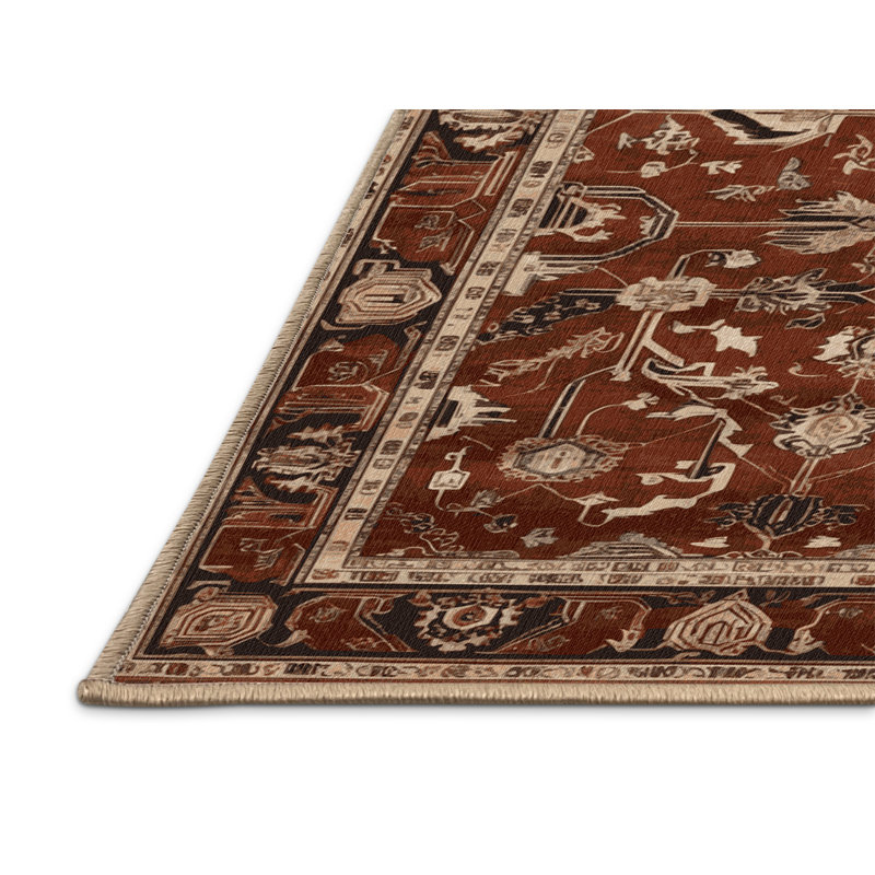 Tapis brun lavable à la machine, Rond 8 pi
