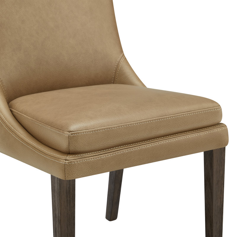 Niara Leather Side Chair, Brown Genuine Leather