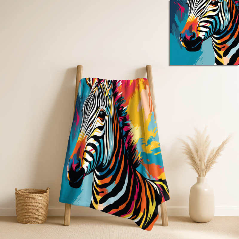 Jeté de salon coloré Popart Zebra Fantasy I - Zebra