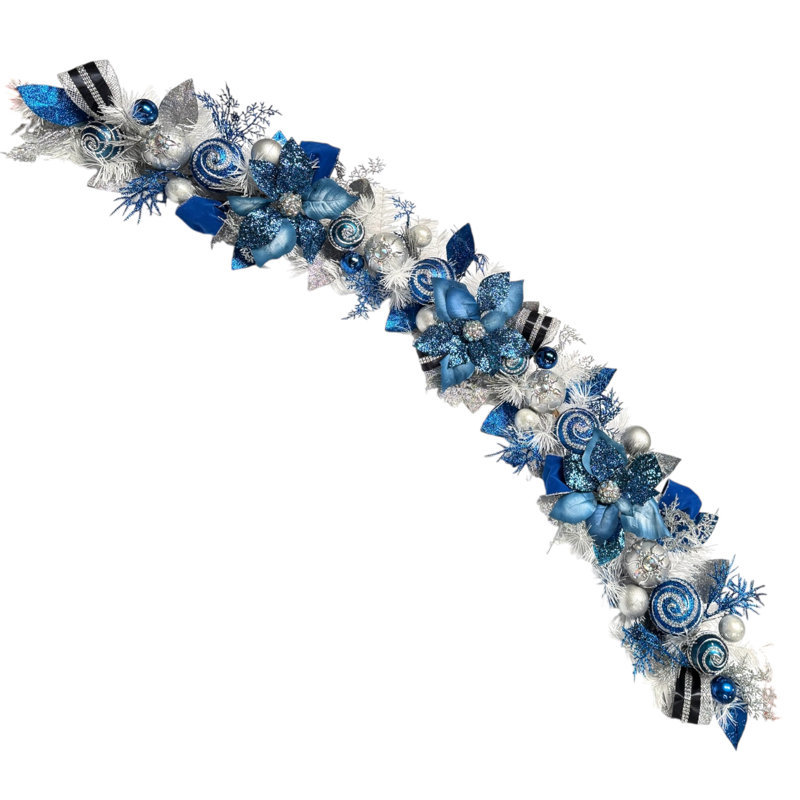 Lux Blue Christmas 60'' in. Faux Poinsettia Garland
