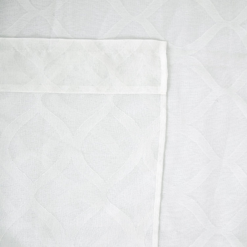 Moroccan Trellis Design Jacquard Kitchen Tier heer Sheer Curtains, White, 52" W x 36" L