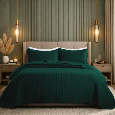 Ensemble de courtepointe légère en microfibre gaufrée - Couvre-lit toutes saisons respirant avec taies décoratives