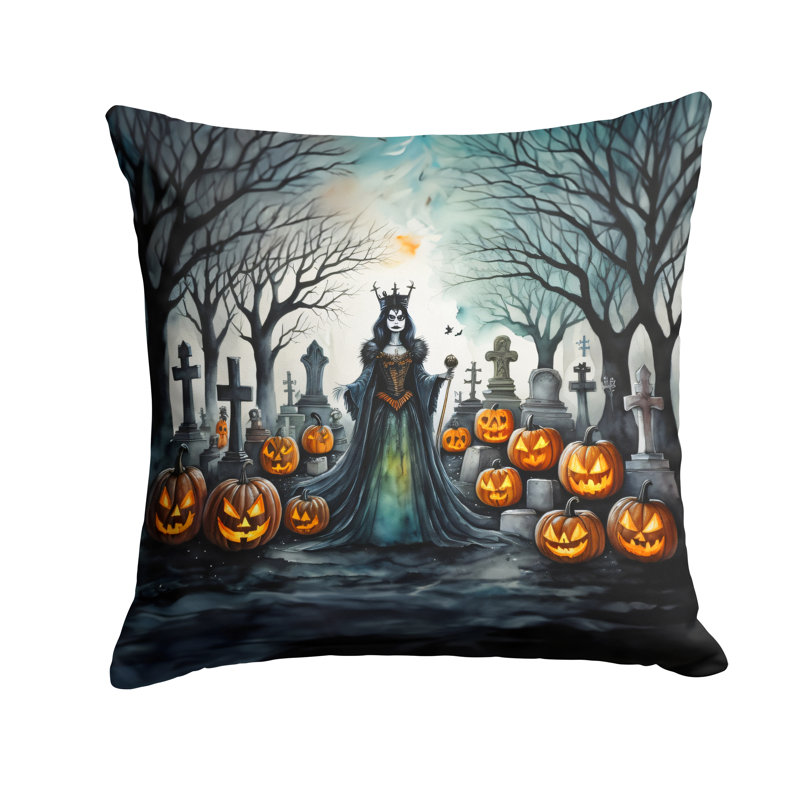 Coussin décoratif intérieur / extérieur en polyester More / Spooky More Spooky Halloween, 18 po x 18 po