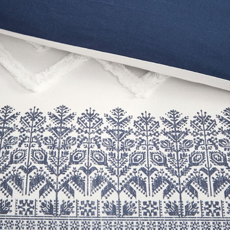 Ensemble de literie très grand / très grand de style campagnard, housse de couette en coton de qualité supérieure avec capitonnage en chenille, design rustique moderne