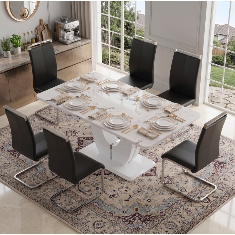Table de salle à manger Avdain, Blanc