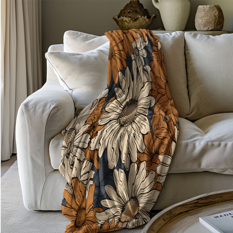 Pencil Daisy Illustrations - 1 Piece Premium Sherpa Blanket, L 50 po x L 60 po