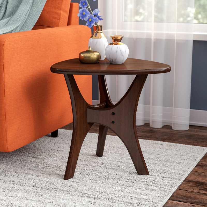 Fresca Mid-Century 21'' W Triangle Wood End Table, Pecan, Pecan