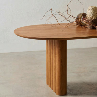 Cherry Oval Solid Wood Base Dining Table