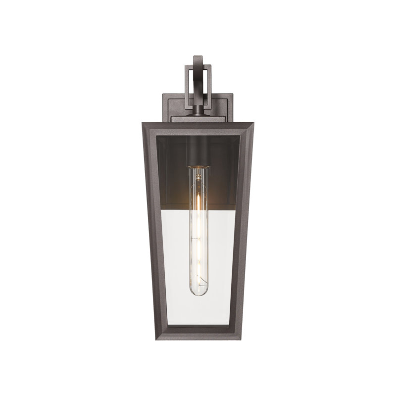 Madison 1-Light 8" Bronze Coastal Outdoor Sconce With Clear Glass, Clear, 17.63, Bronze