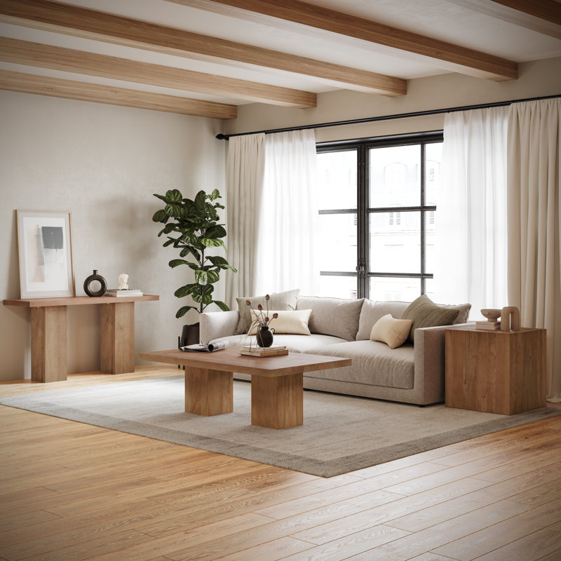 Canapé console à double piédestal en bois massif 58 po Jayveion