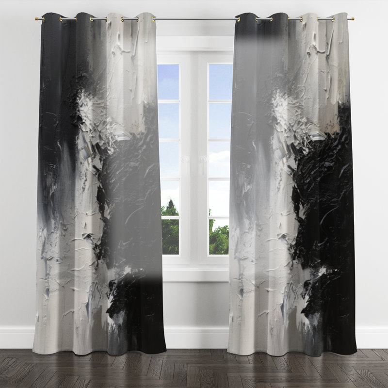 Averiella - Abstract Velvet Grommet Curtain - 1 Panel, 52" W x 95" L, Golden Grommets