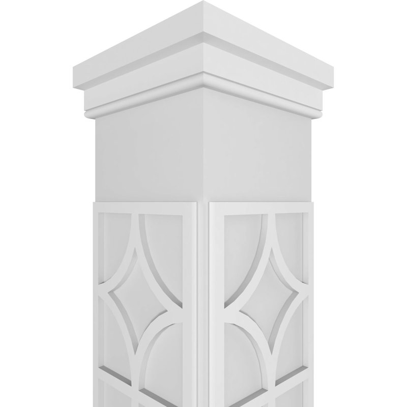 Colonne carrée classique non fuselée à motif de magnolias avec prairie et base Craftsman, H 120 po x l 11,6 po x P 11,6 po