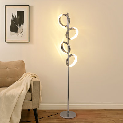 Jaxan 61'' Chrome LED Dimmable Tree Floor Lamp