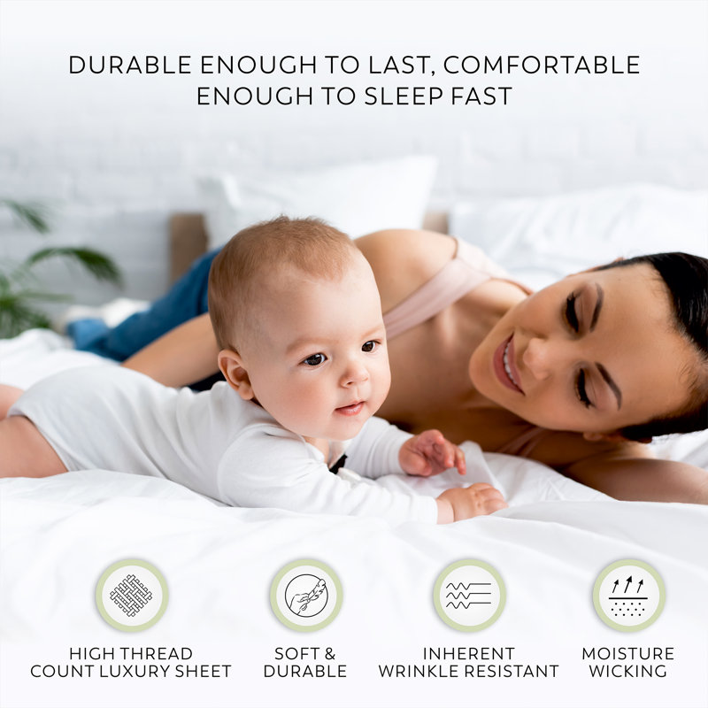 Beige King Cotton-Blend Wrinkle-Resistant Sheet Set