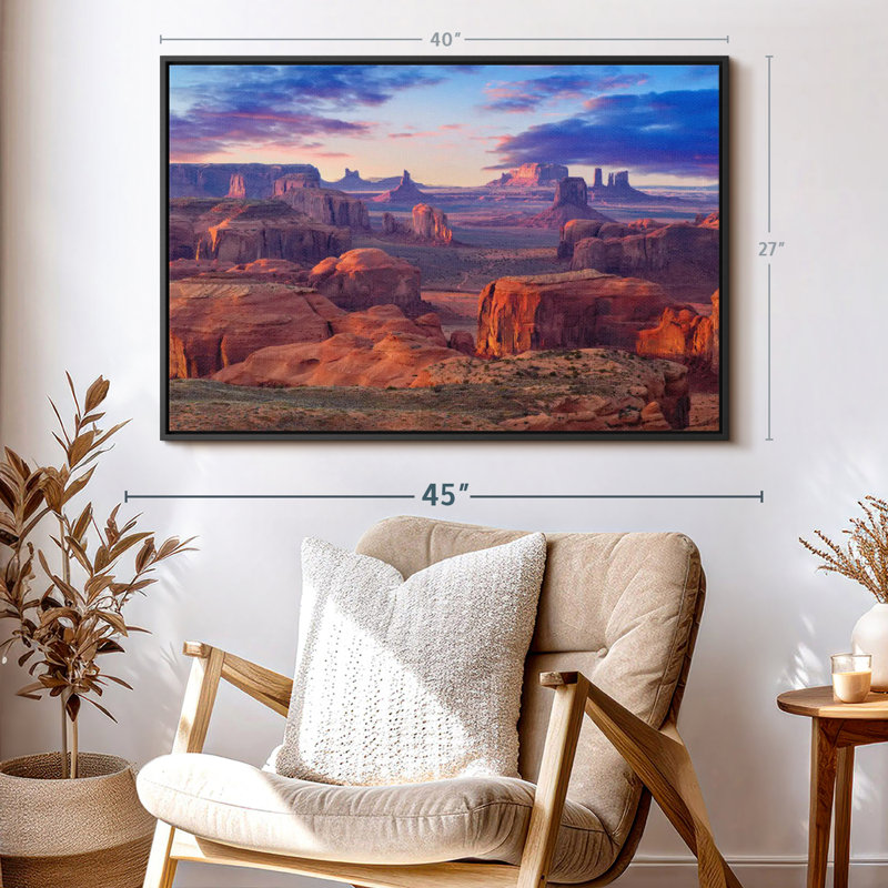 «Hunts Mesa Monument Valley Sunset Art mural», H 27 po x l 40 po