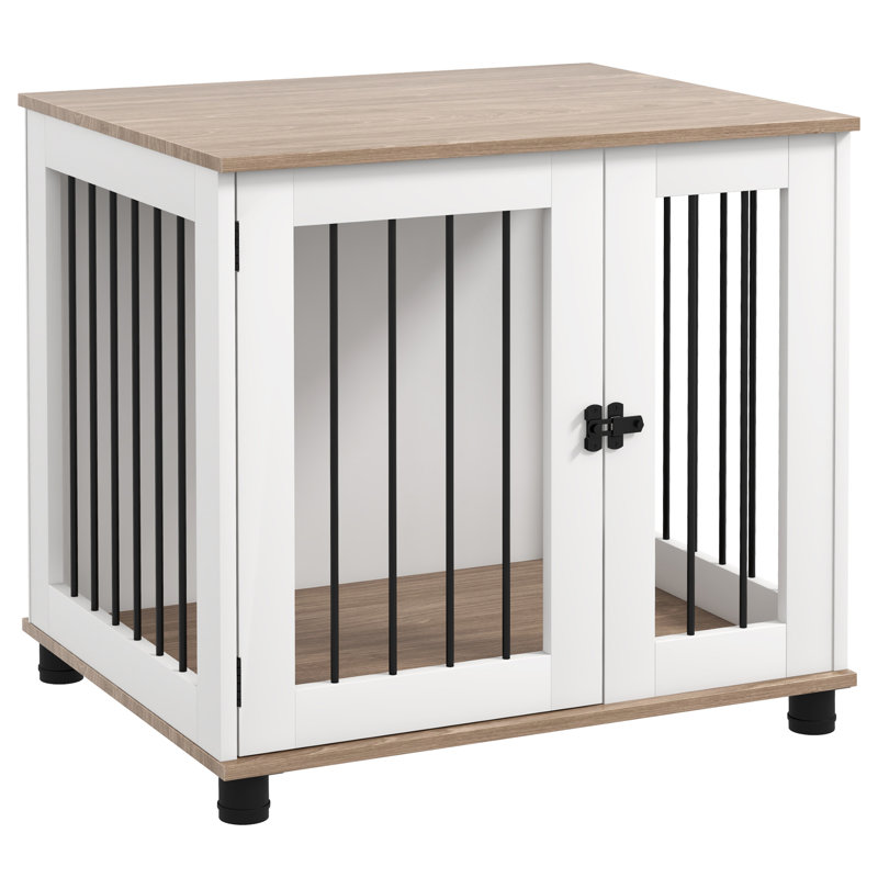 Meuble de caisse pour chien PawHut, chenil de table d'appoint pour l'intérieur, table de bout avec porte verrouillable pour petits et moyens chiens