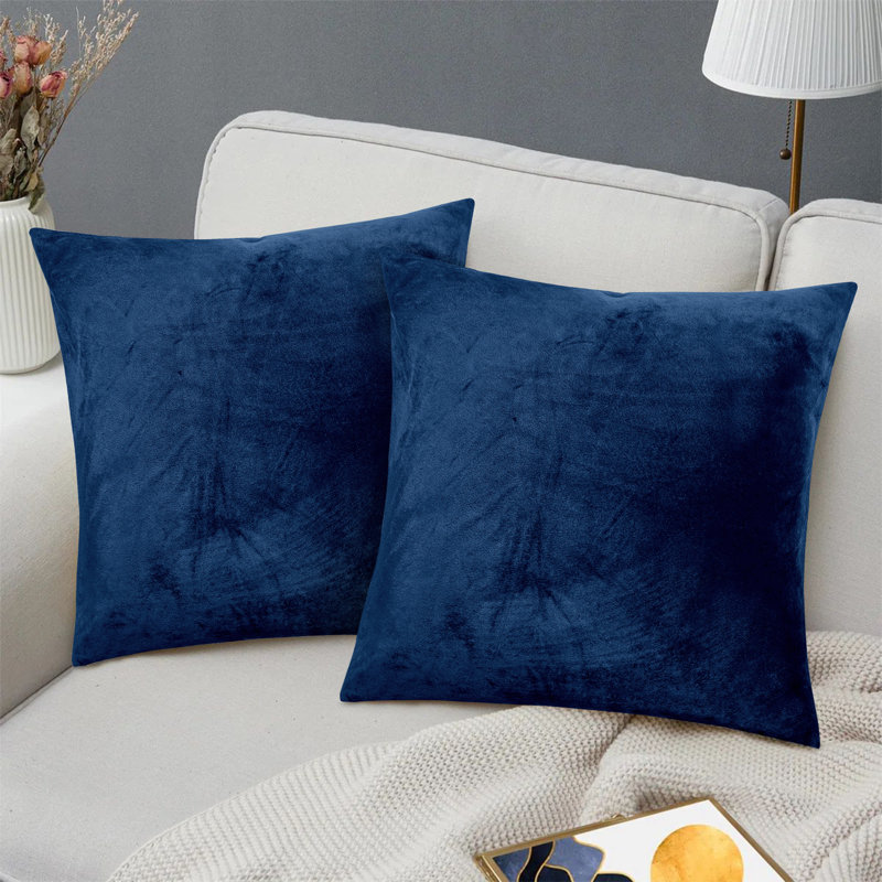 Heavy Crushed Velvet Cushion Cover, Blue