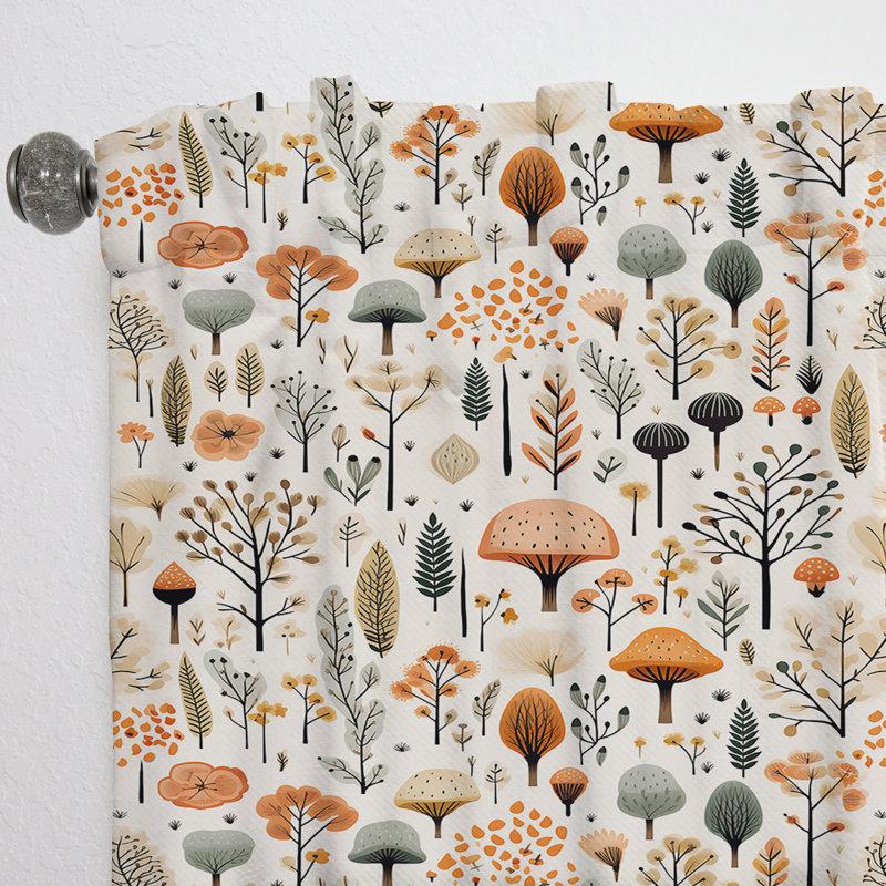 Orange And Grey Serene Woodland Charm - Bohemian Curtain - Velvet Room Darkening - 1 panel, 52" W x 108" L