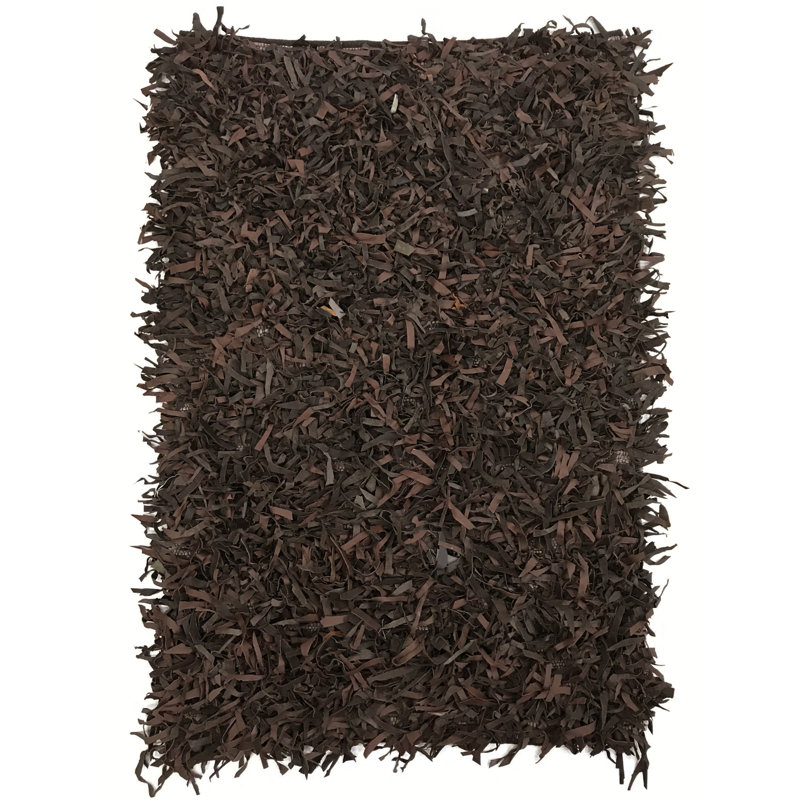 Tapis en cuir 95% cuir / 5% coton Shaggy Collection, Rectangle de 3 pi x 5 pi