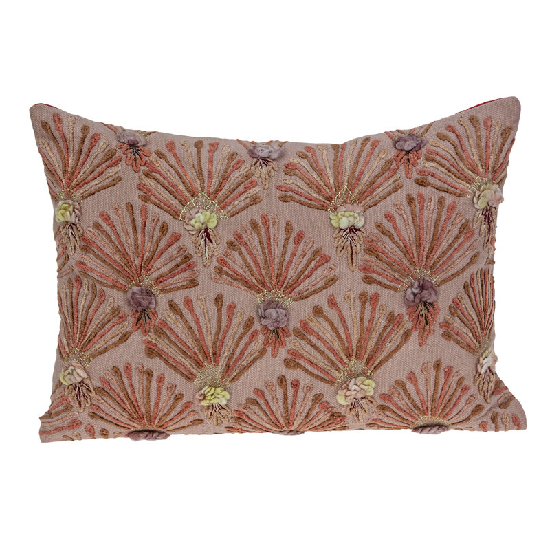 Embroidered Cotton Blend Throw Pillow