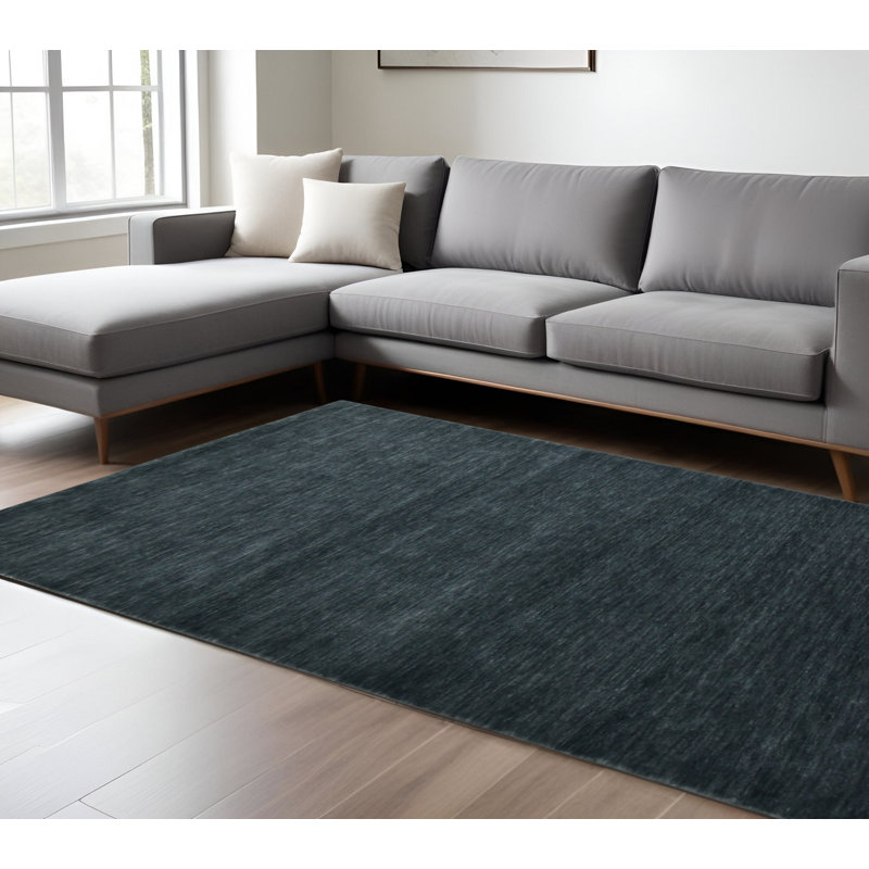 Tapis gris foncé en laine tissé à la main 10 pi x 14 pi