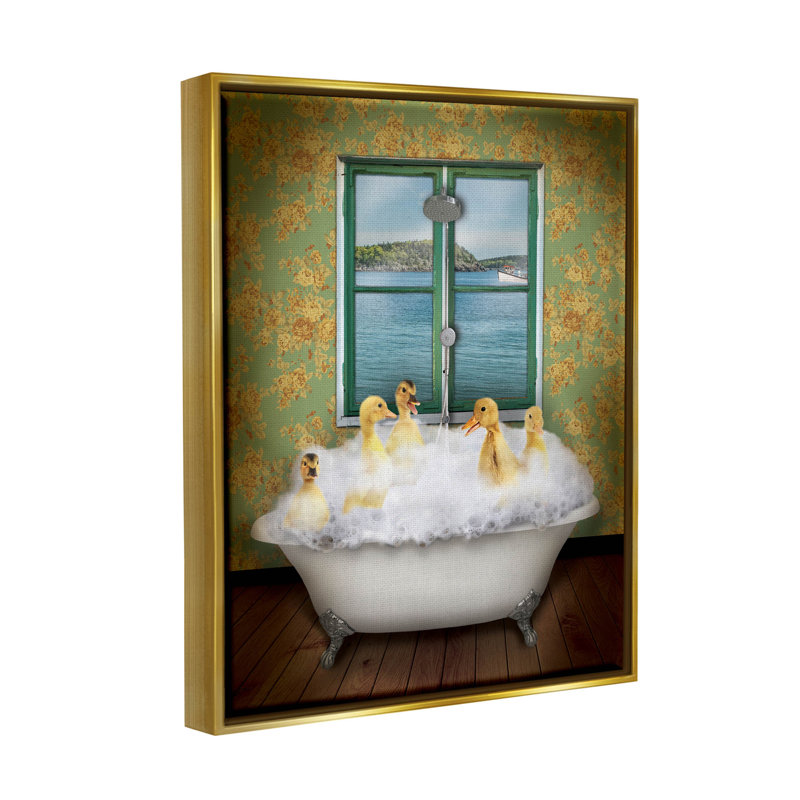 «Ducks Bathing Tub Ocean View», estampe numérique par John Hovenstine, H 21 po x l 17 po x P 1,7 po