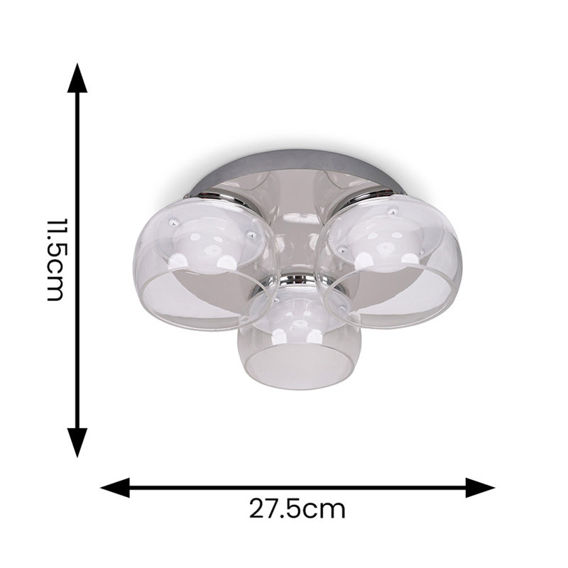 Couvertier Glass LED Flush Mount, Chrome, Clear