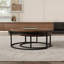 Modern Nesting Tables with Round Wood Tops | Space-Saving Sofa Side Tables for Flats & Living Rooms (Walnut & Black)-898903739