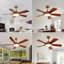 Ventilateur de plafond 52 po à 5 pales en bois avec lumière, télécommande APP et moteur CC réversible-132784183