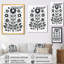 Fleurs blanches magiques, feuilles minimes et monochromes - art mural floral moderne, salon-107667956-107667962