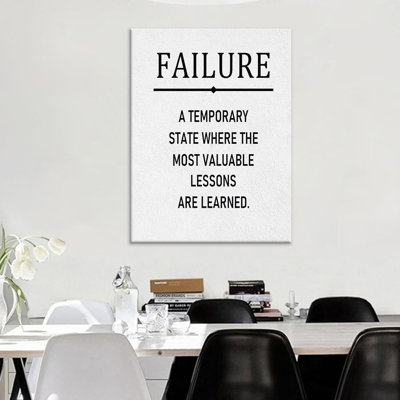 Motivation sur toile, art mural pour échec temporaire, citations inspirantes, impression de photos, art mural pour maison moderne, espace de travail tendu et encadré