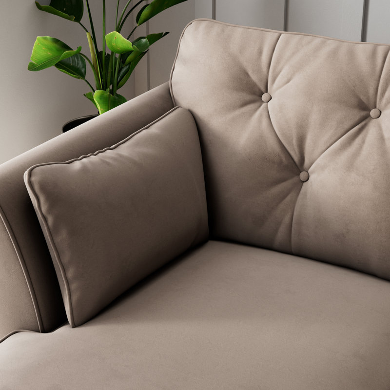 HOXTON CHAISE FOAM MALIA FOOT, Left Hand Facing, Mole, Beige Wood