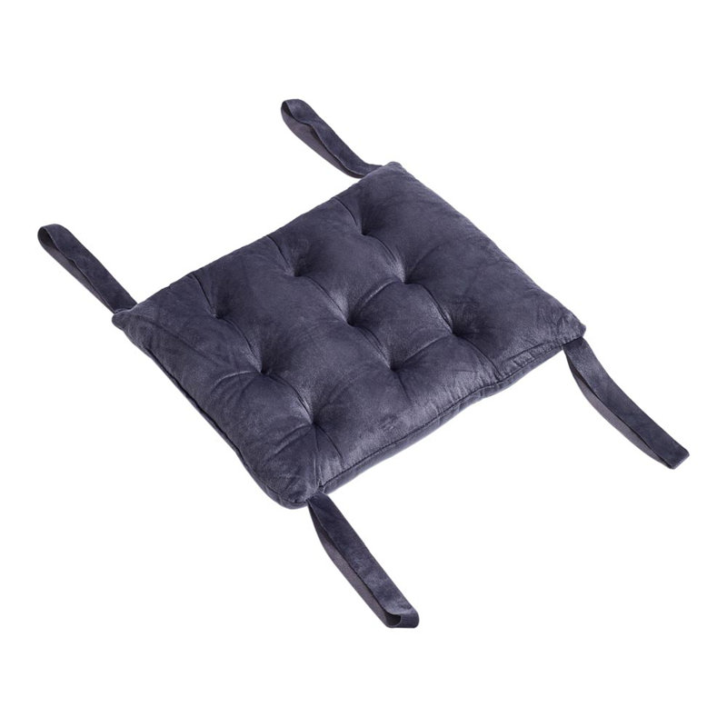 Dark Grey Chair Seat Cushion Pad with Straps