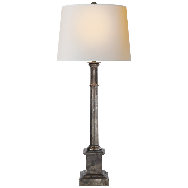 Josephine Buffet Table Lamp, Sheffield Silver, Fabric