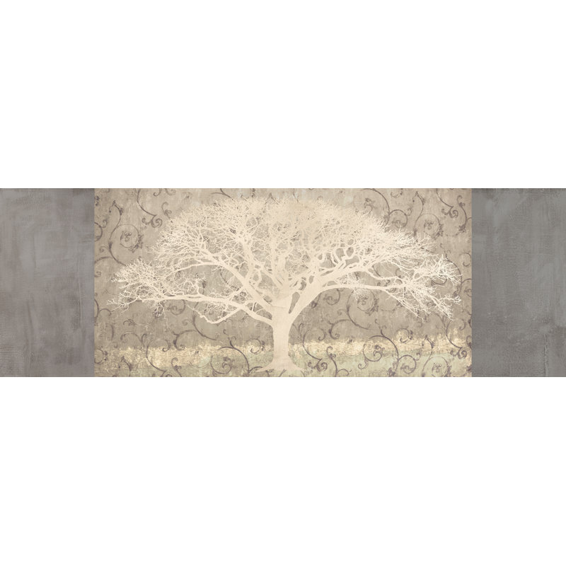 Grey Brocade Panel by Alessio Aprile - Wrapped Canvas Print, 35cm H x 100cm W x 4cm D