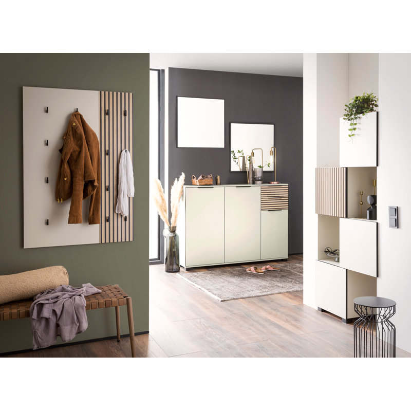 Magna Hall Tree 73.5cm Wide, Cream beige / Black matt / Acoustic decor