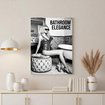 Bathroom Elegance Woman In Sequin Dress And Crown Canvas Wrapped Wall Art Oil Painting Print Set Of 1