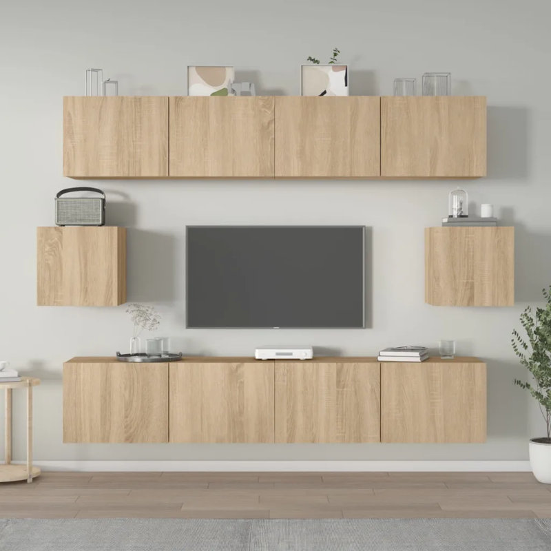 Mantador Unfinished TV Stand for TVs up to 88", Sonoma Oak, 100cm W x 30cm D x 30cm  H