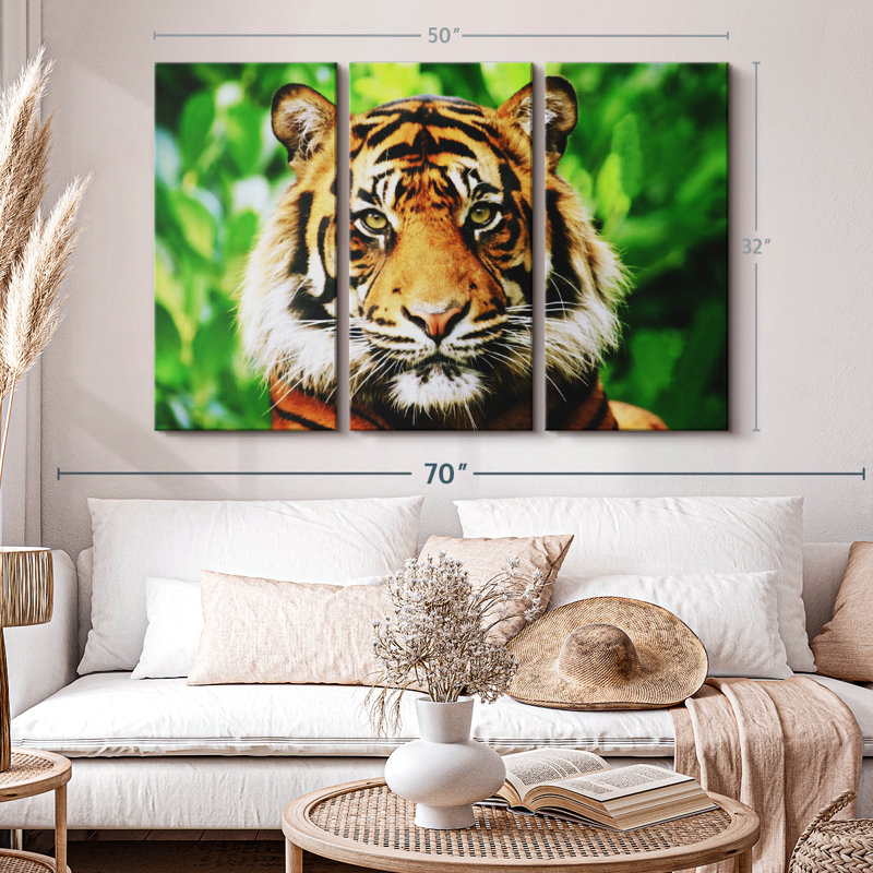 «Sumatran Tiger Gaze» sur, H 32 po x l 50 po x P 1,25 po