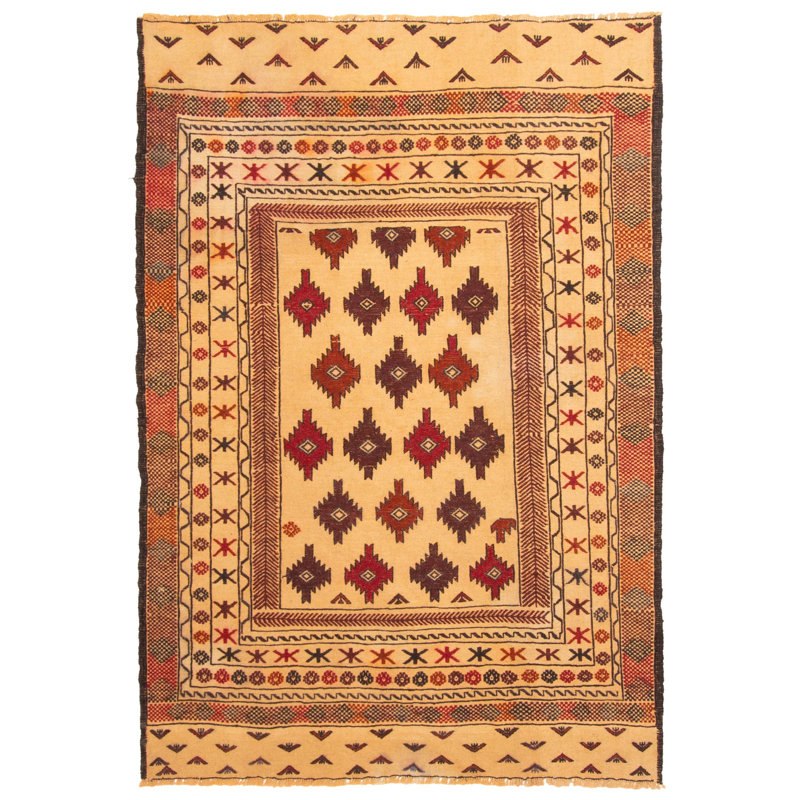 Tapisserie Ringgold beige kilim 4 pi 3 po x 6 pi 0 po