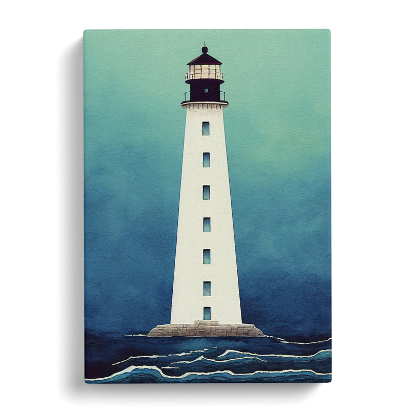 Watercolour Lighthouse - Wrapped Canvas, 76cm H x 50cm W x 3cm D