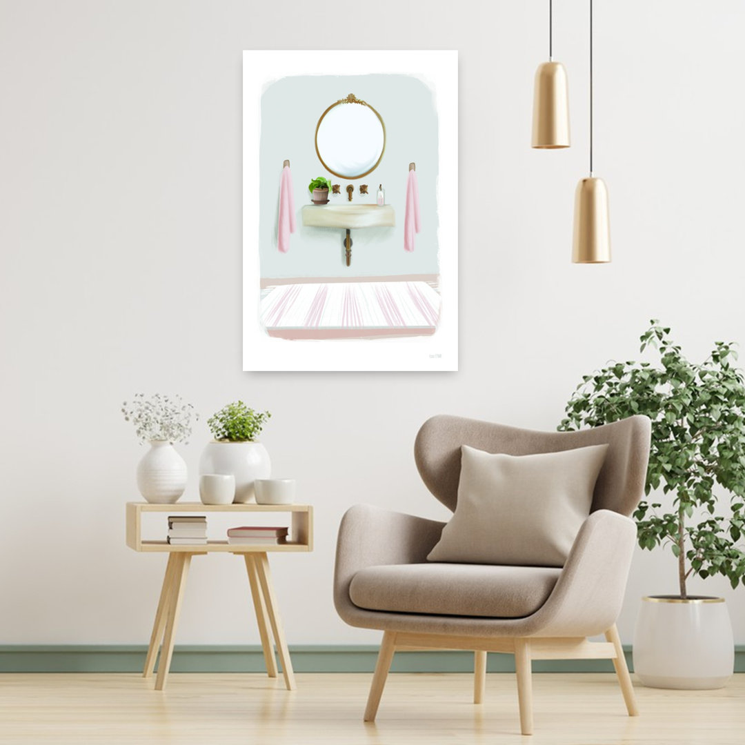 Powder Puff Sink Vintage Abstract Plant Wall Art Print