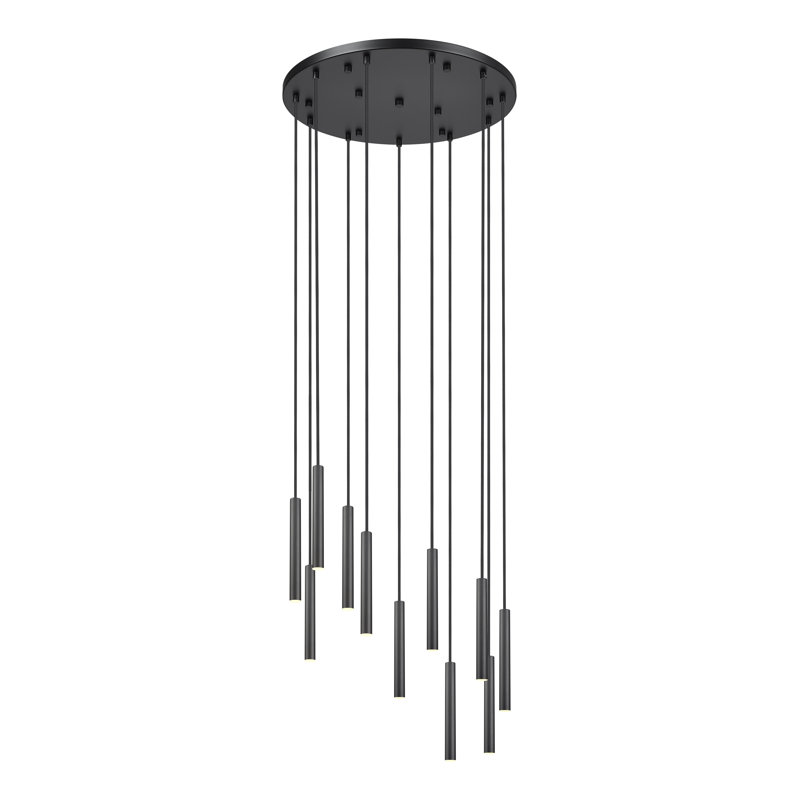 Lustre 7 lumières en nickel brossé Mahlum, Noir mat, 11 lumières