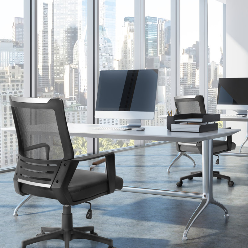 Fauteuil lombaire pivotant à dossier moyen Office, Noir