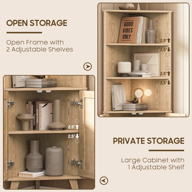 Rattan Corner Cabinet With Adjustable Shelves
