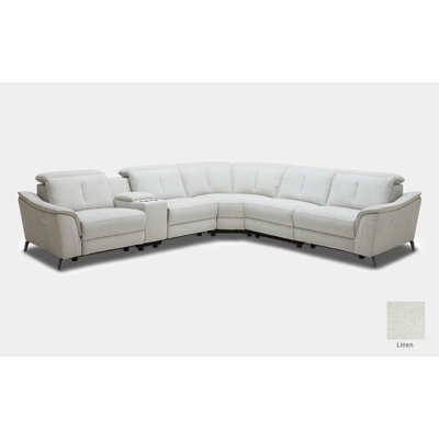 Sabeel Faux Leather Power Reclining Curved Sectional Reversible