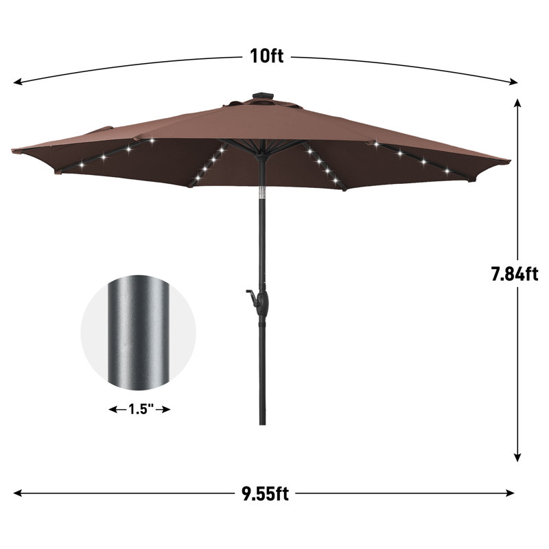 Parasol de plage éclairé 10 pi Joice, Café