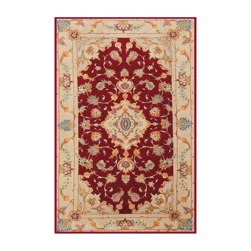 Tapis traditionnel rouge / beige Grooms, Rectangle 6 pi x 9 pi