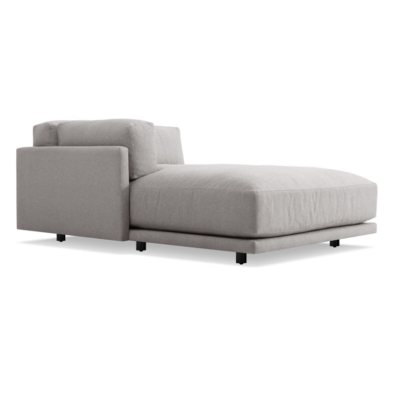 Sunday Chaise Lounge, Agnew Gray Textured Basketweave, Left Hand Facing