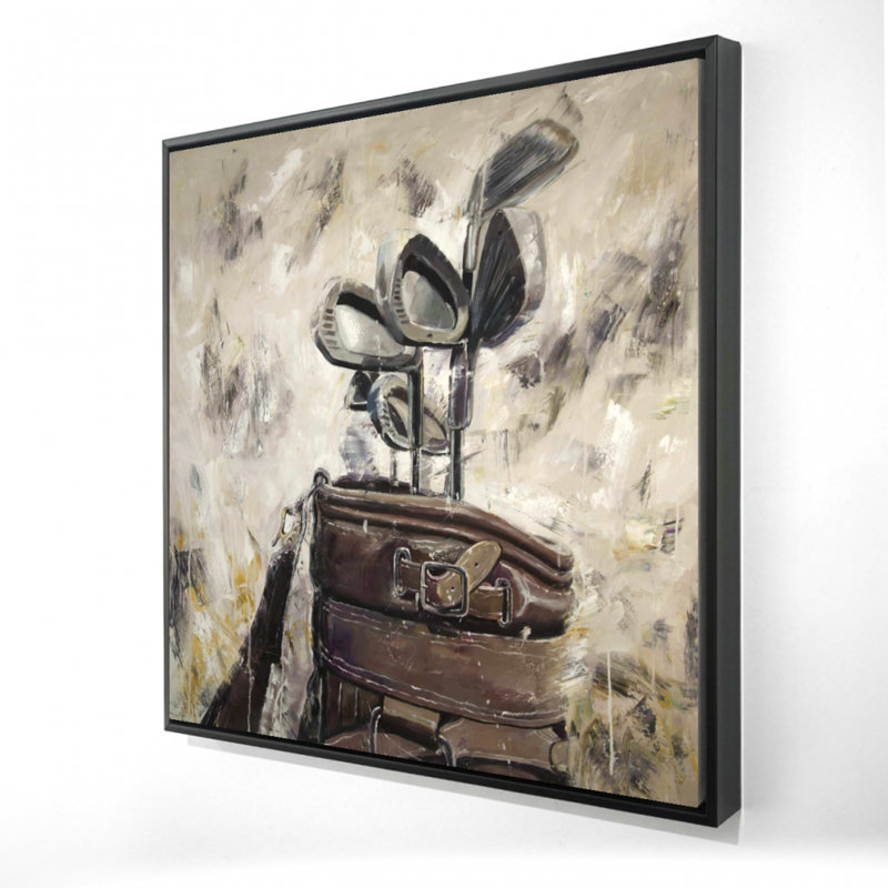 Impression sur toile de bâtons rétro et sac de golf sur toile